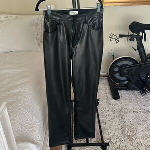 Abercrombie 90s Straight Ultra High Rise Curve Love Leather Pants